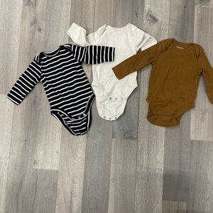 Striped, Cream, and Brown Kids Onesie